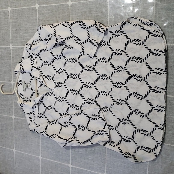 Neiman Marcus White & Blue 100% Linen V Neck Top Shirt, Size S - Picture 10 of 15